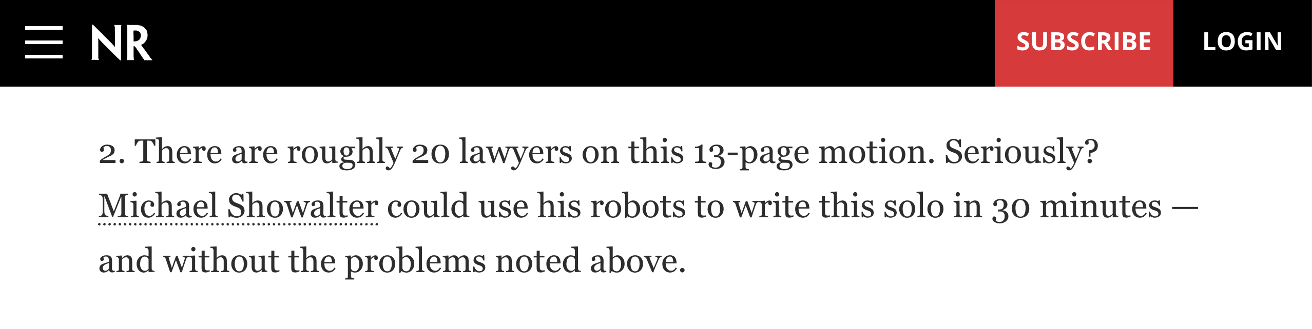 National Review: Michael Showalter could use his robots to write this solo in 30 minutes
